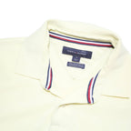 TOMMY HILFIGER Mens Cream Short Sleeve Plain Polo Shirt M Cotton Blend Casual