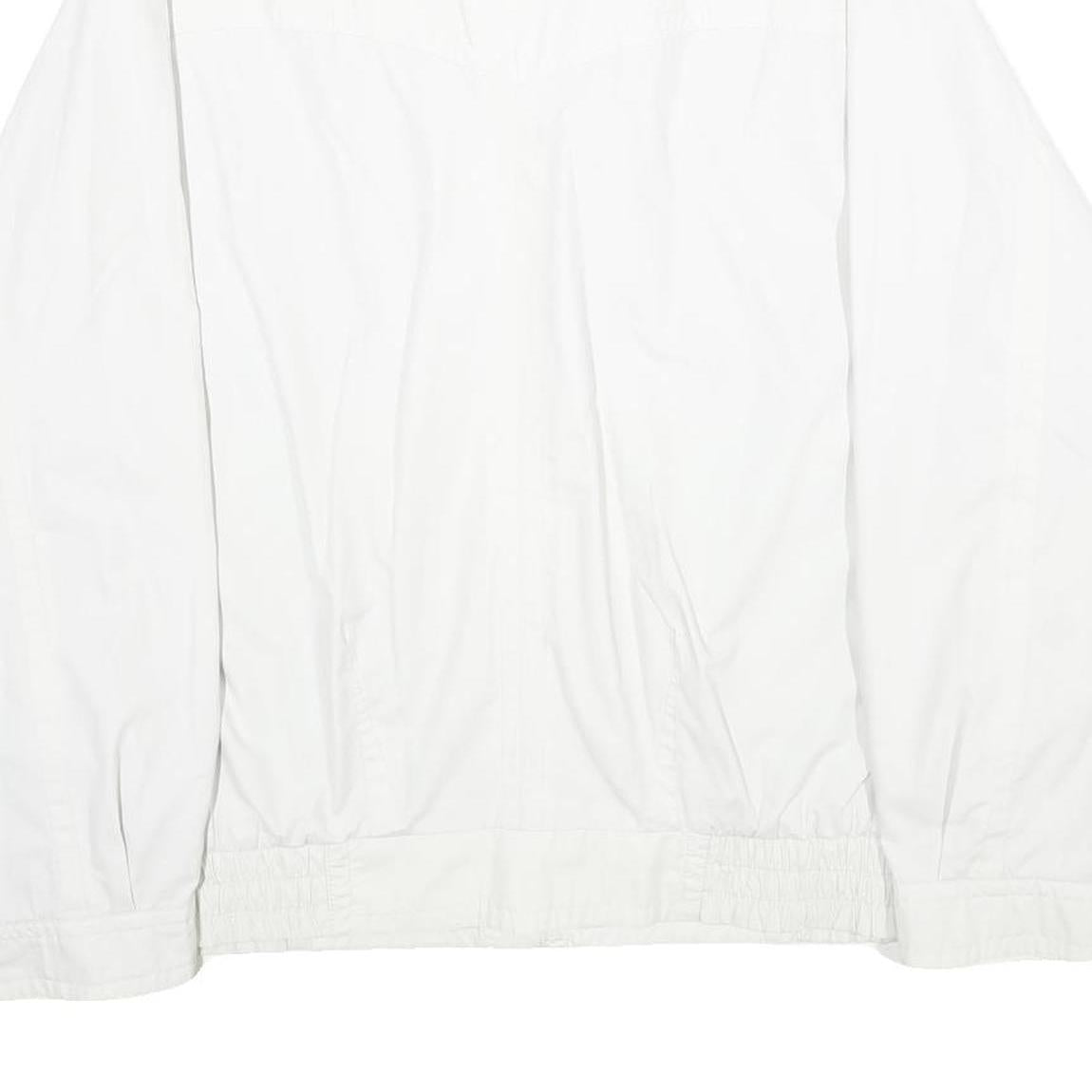 Mens White Polyester Blend Classic Jacket XL Zip Plain Button Collar Pocket