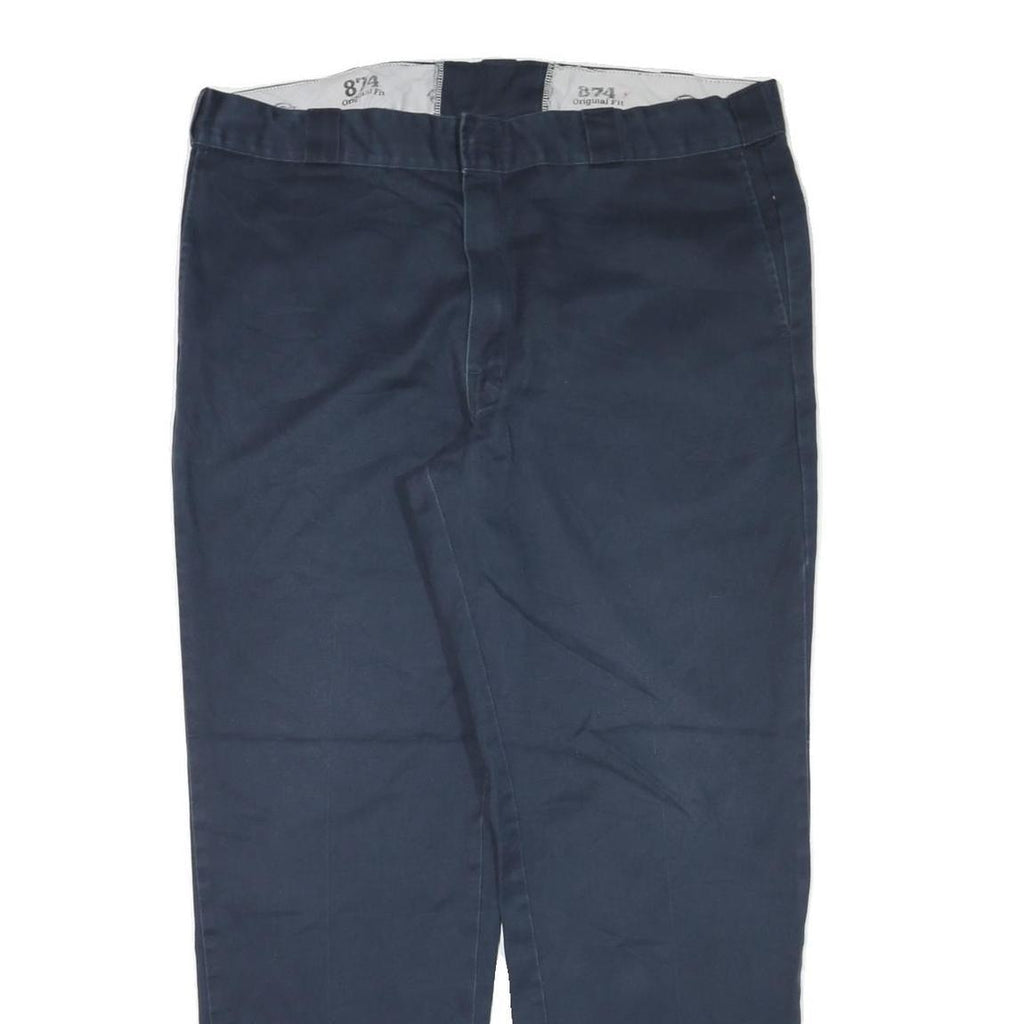 DICKIES Mens Cotton Blend Navy Slim Straight Trousers W40 L31 Workwear Casual