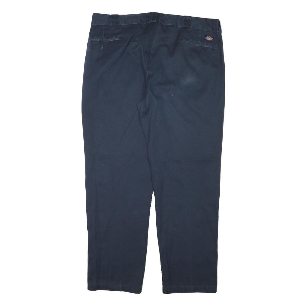 DICKIES Mens Cotton Blend Navy Slim Straight Trousers W40 L31 Workwear Casual