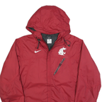 NIKE Mens Red Washington State Windbreaker Jacket S Polyester Zip Hooded Plain