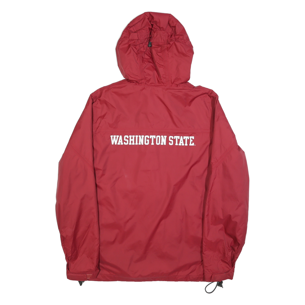 NIKE Mens Red Washington State Windbreaker Jacket S Polyester Zip Hooded Plain