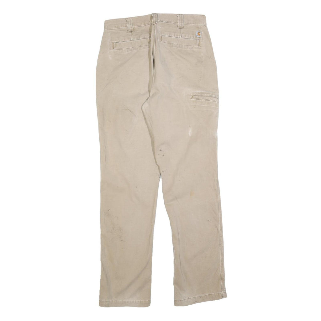 CARHARTT Mens Cotton Blend Beige Relaxed Straight Trousers W32 L34 Workwear
