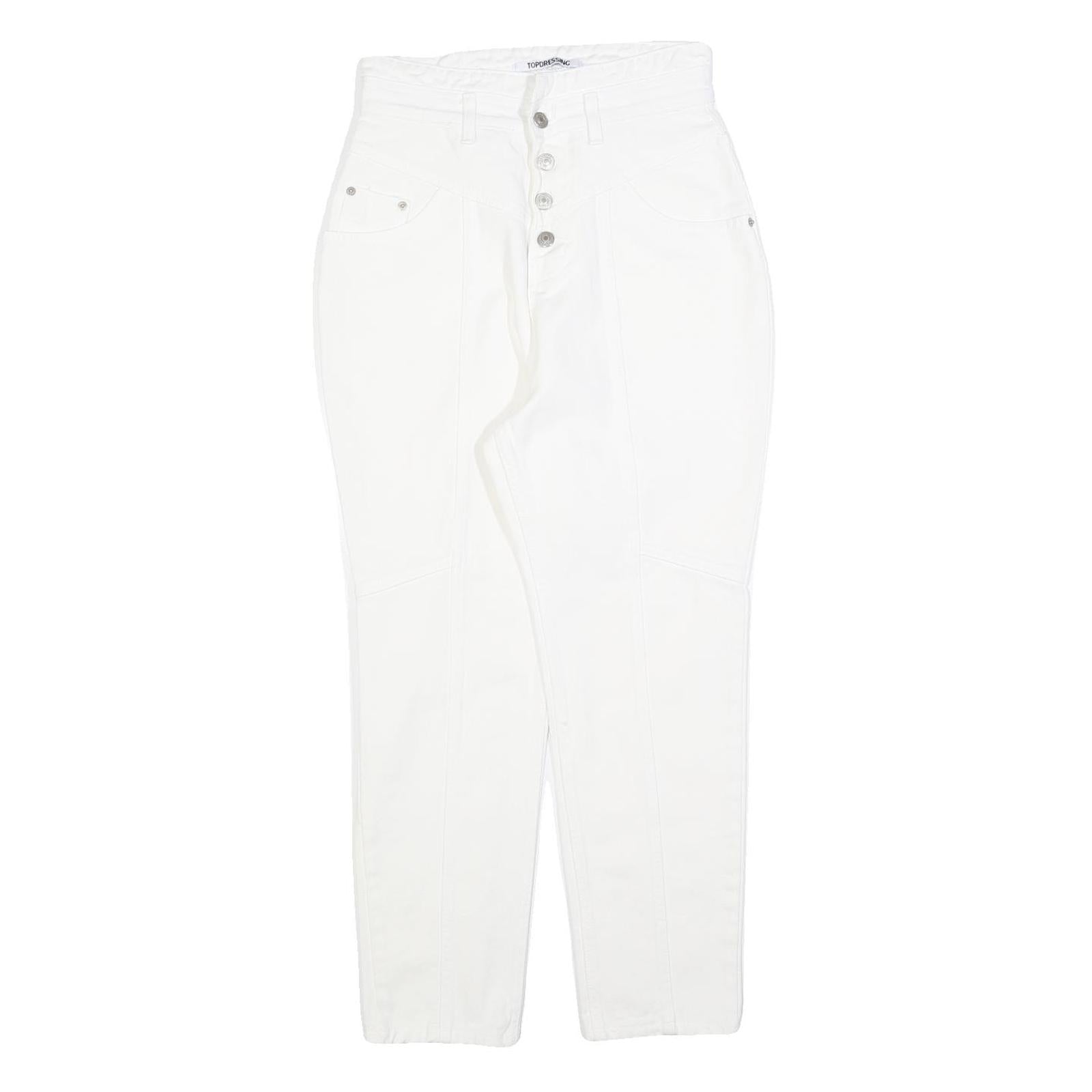 TOP DRESSING Womens White Regular Jeans Denim Button W27 L26 Classic Cotton