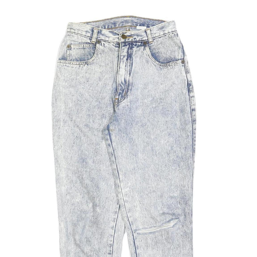 GALAXY Womens Jeans Blue Regular Straight Denim Light W26 L28 Zip Cotton Blend