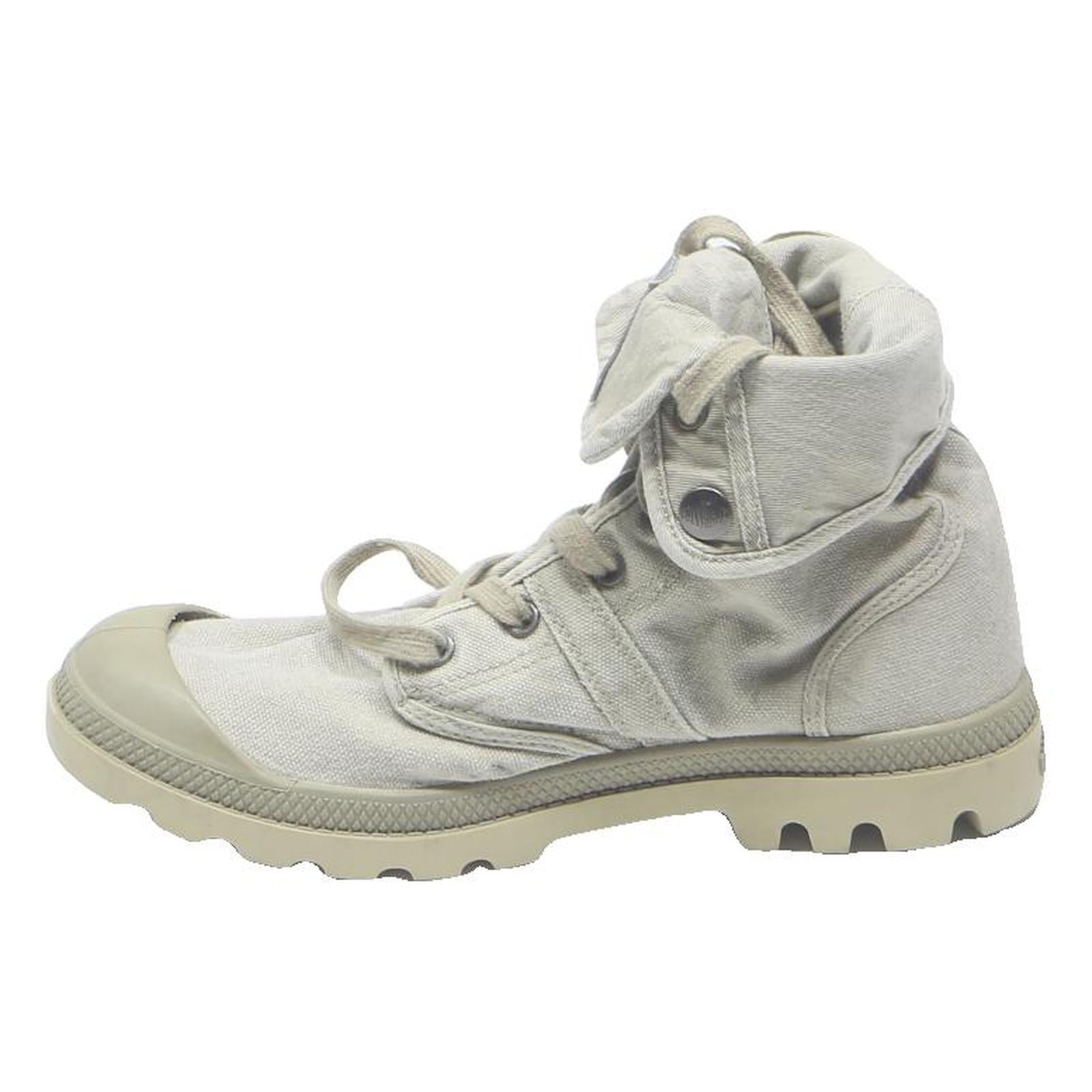 PALLADIUM Pallabrousse Womens Canvas High Top Boots Cream UK 7 Light Brown Sole
