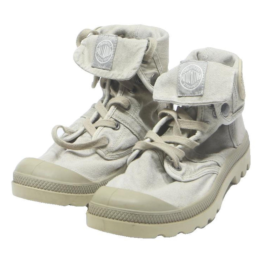 PALLADIUM Pallabrousse Womens Canvas High Top Boots Cream UK 7 Light Brown Sole