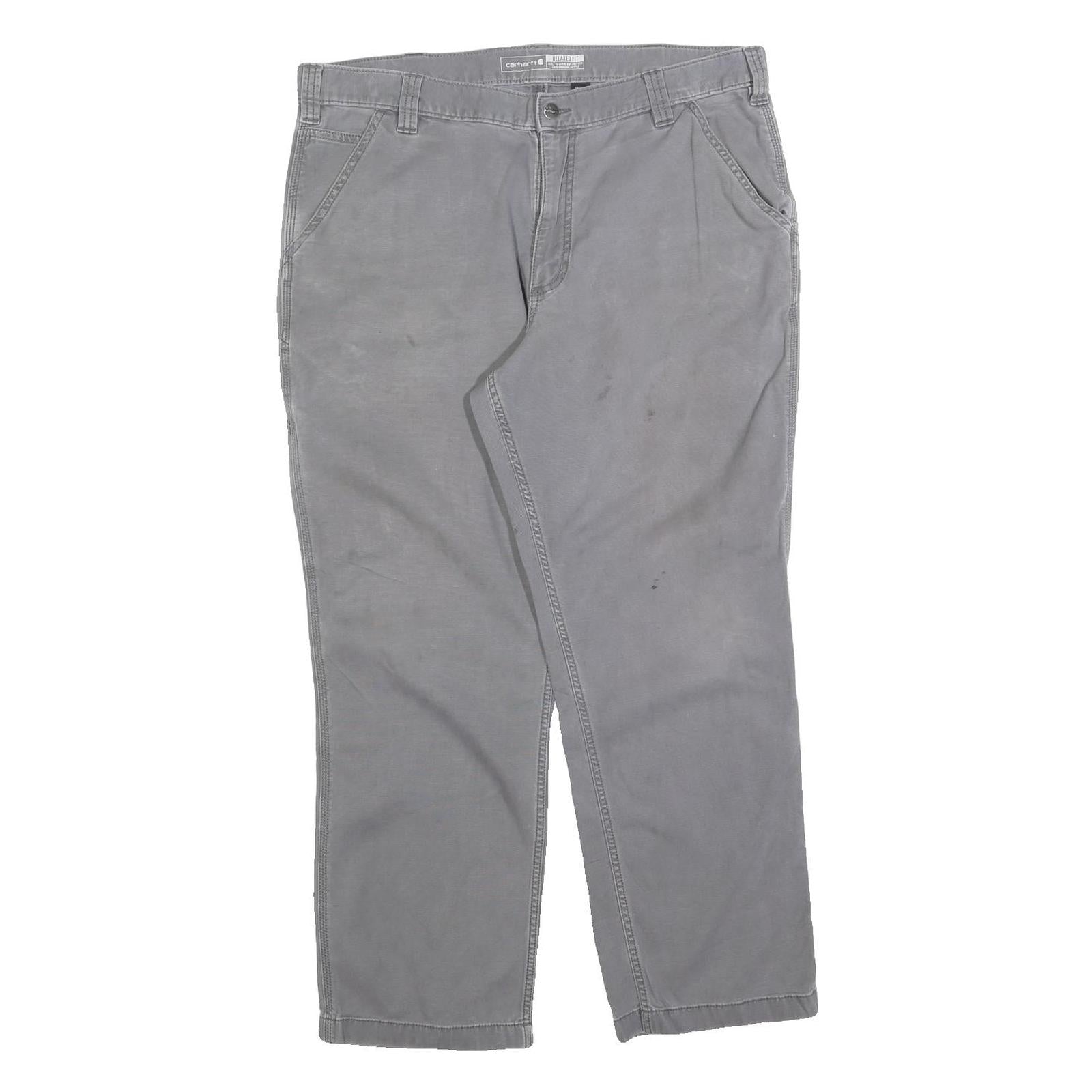 CARHARTT Mens Cotton Blend Grey Relaxed Straight Leg Trousers W38 L30 Workwear