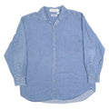 CINTAS Mens Blue Worker Shirt XL Cotton Relaxed Fit Button Up Long Sleeve