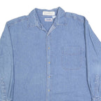 CINTAS Mens Blue Worker Shirt XL Cotton Relaxed Fit Button Up Long Sleeve