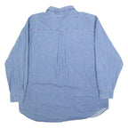 CINTAS Mens Blue Worker Shirt XL Cotton Relaxed Fit Button Up Long Sleeve