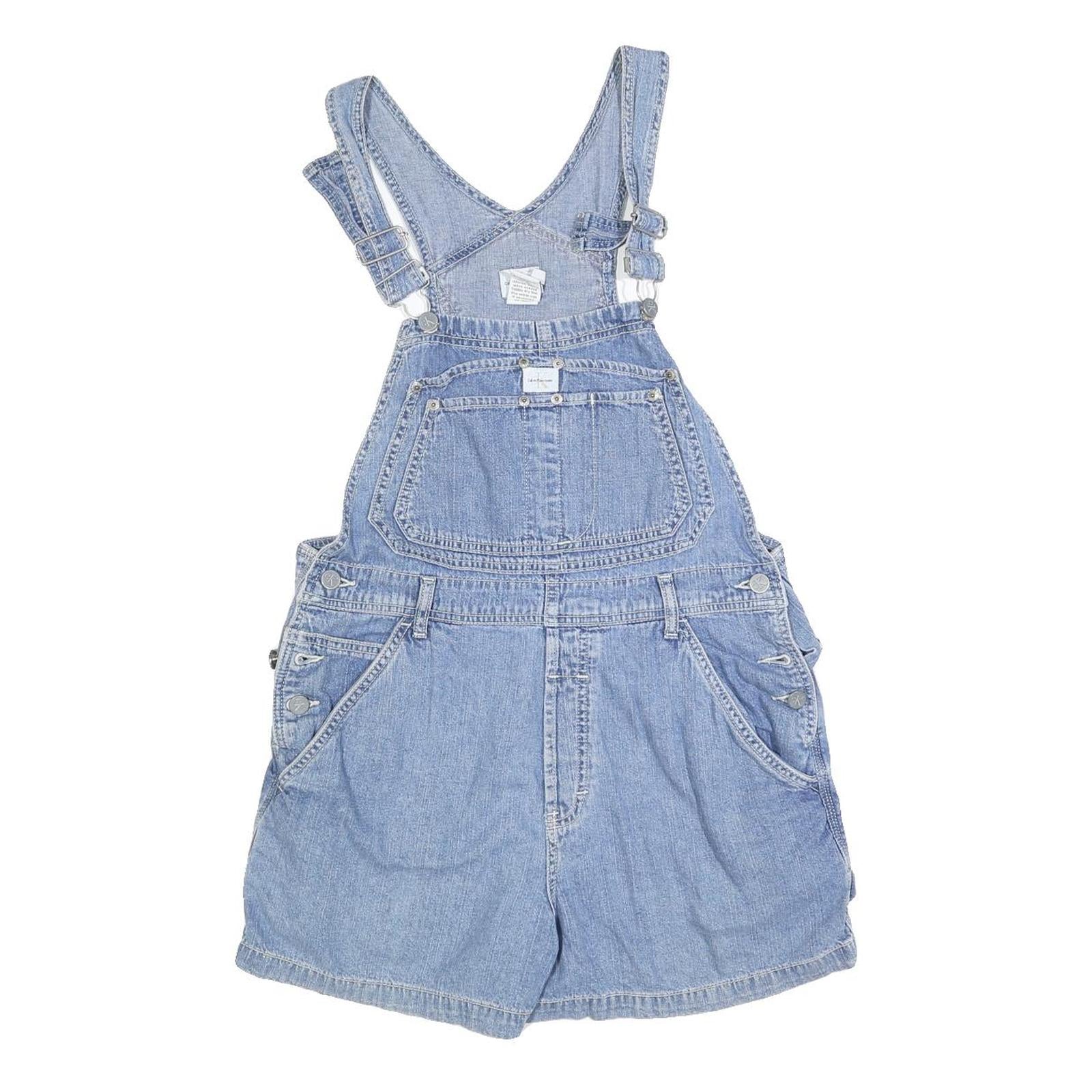 CALVIN KLEIN Womens Blue Cotton Blend Denim Dungarees Regular Fit M W32 L5