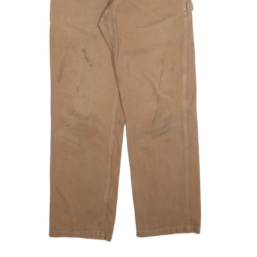 DICKIES Mens Cotton Blend Beige Regular Fit Straight Leg Trousers W33 L34