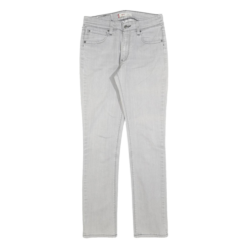 LEVI'S 471 Womens Jeans Pale Grey Slim Skinny Denim W28 L30 Zip Cotton Blend