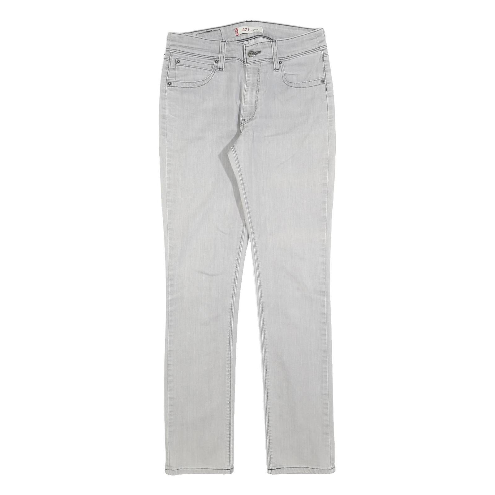 LEVI'S 471 Womens Jeans Pale Grey Slim Skinny Denim W28 L30 Zip Cotton Blend