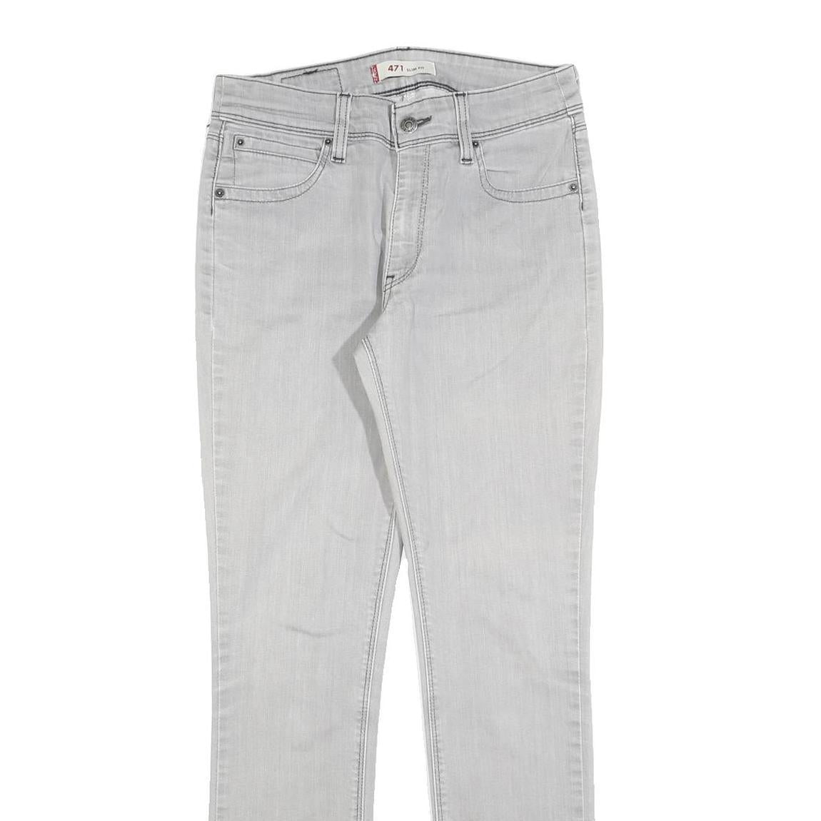 LEVI'S 471 Womens Jeans Pale Grey Slim Skinny Denim W28 L30 Zip Cotton Blend