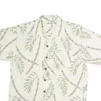 CHEROKEE Mens Cream & Green Printed Cotton Shirt M Casual Summer Short Sleeve