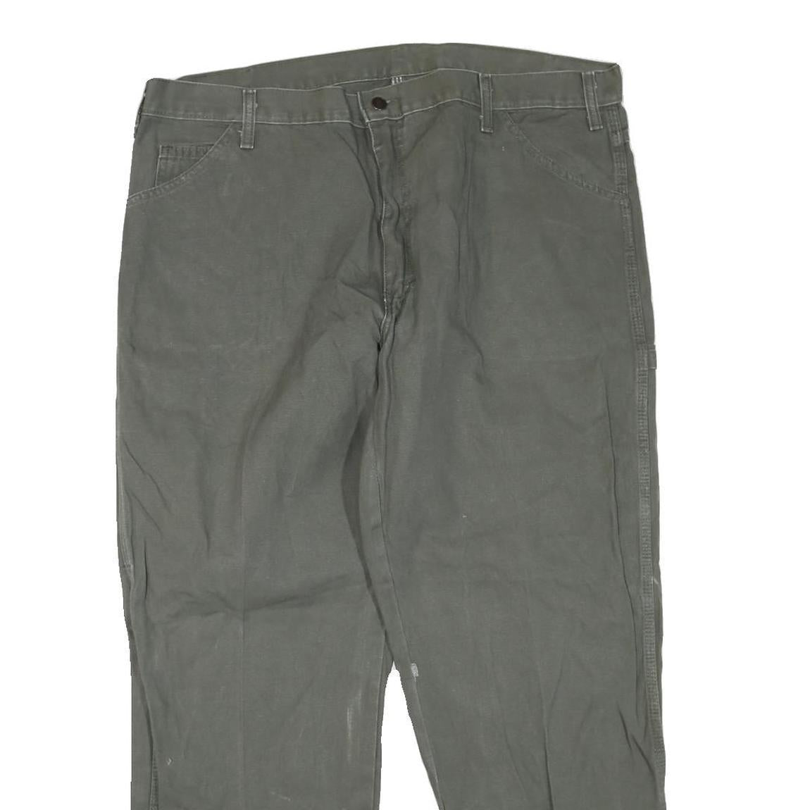 DICKIES Mens Cotton Blend Grey Regular Straight Trousers W40 L30 Workwear Zip