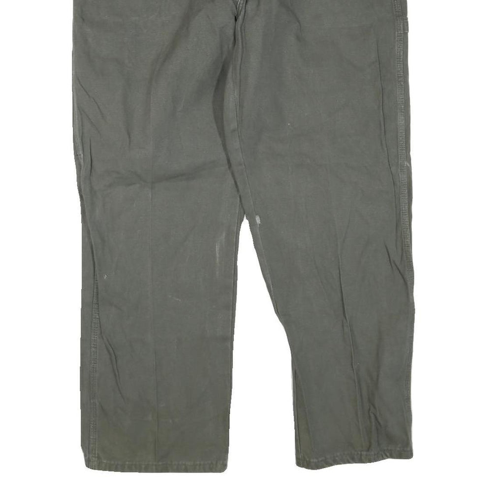 DICKIES Mens Cotton Blend Grey Regular Straight Trousers W40 L30 Workwear Zip