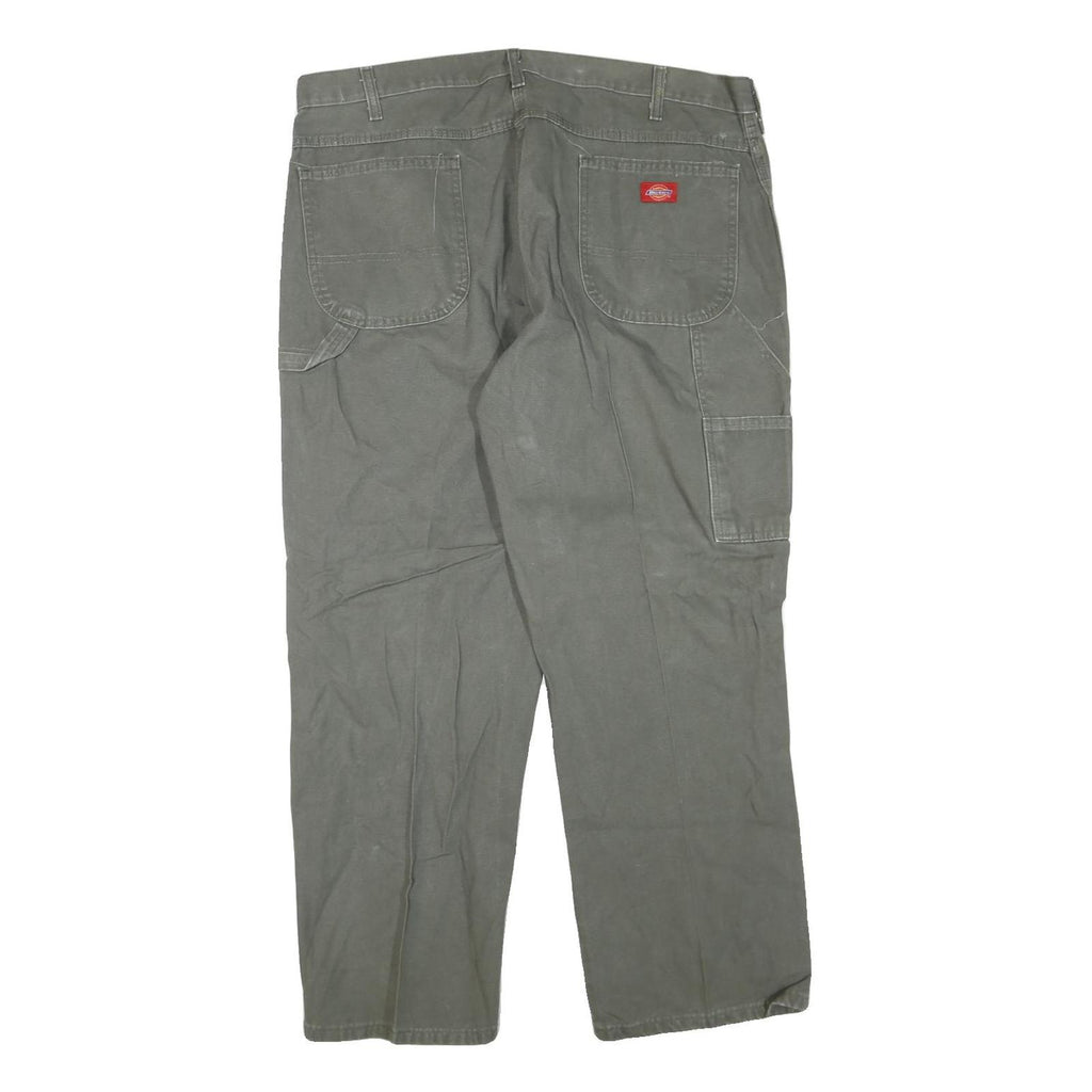 DICKIES Mens Cotton Blend Grey Regular Straight Trousers W40 L30 Workwear Zip