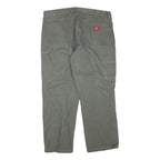 DICKIES Mens Cotton Blend Grey Regular Straight Trousers W40 L30 Workwear Zip