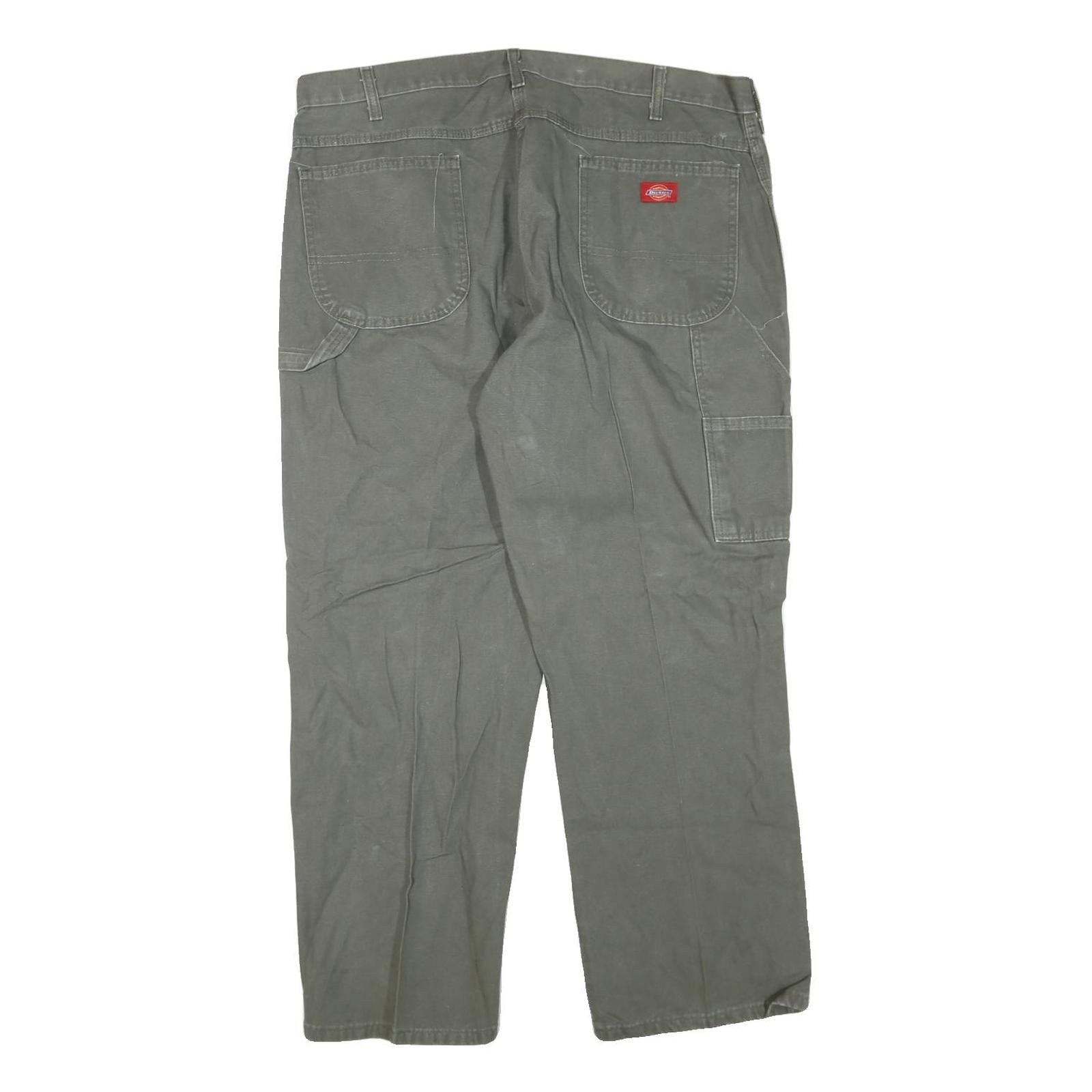 DICKIES Mens Cotton Blend Grey Regular Straight Trousers W40 L30 Workwear Zip