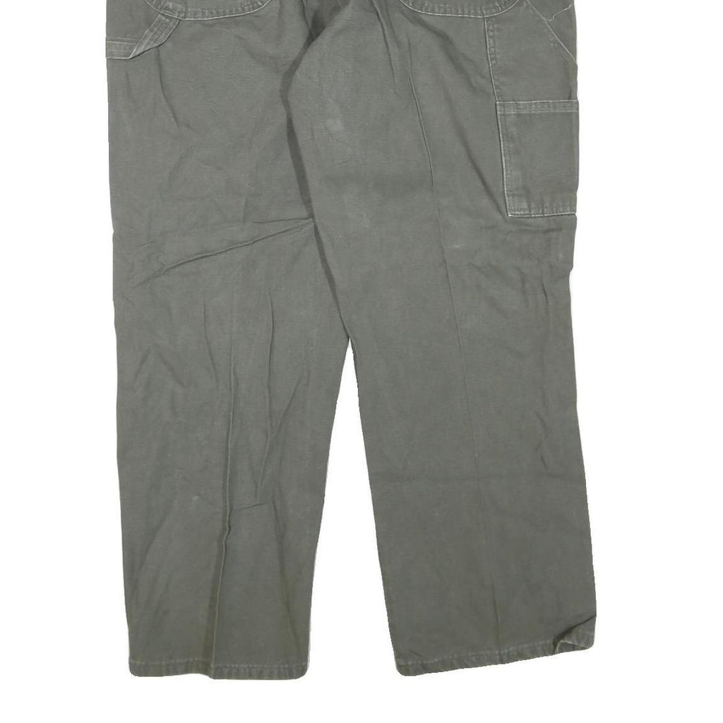 DICKIES Mens Cotton Blend Grey Regular Straight Trousers W40 L30 Workwear Zip