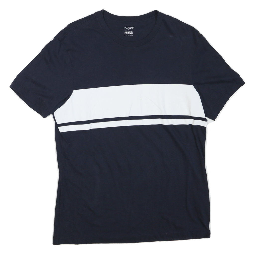 J.CREW Mens Navy Blue & White Graphic Modern T-Shirt M Short Sleeve Crew Neck
