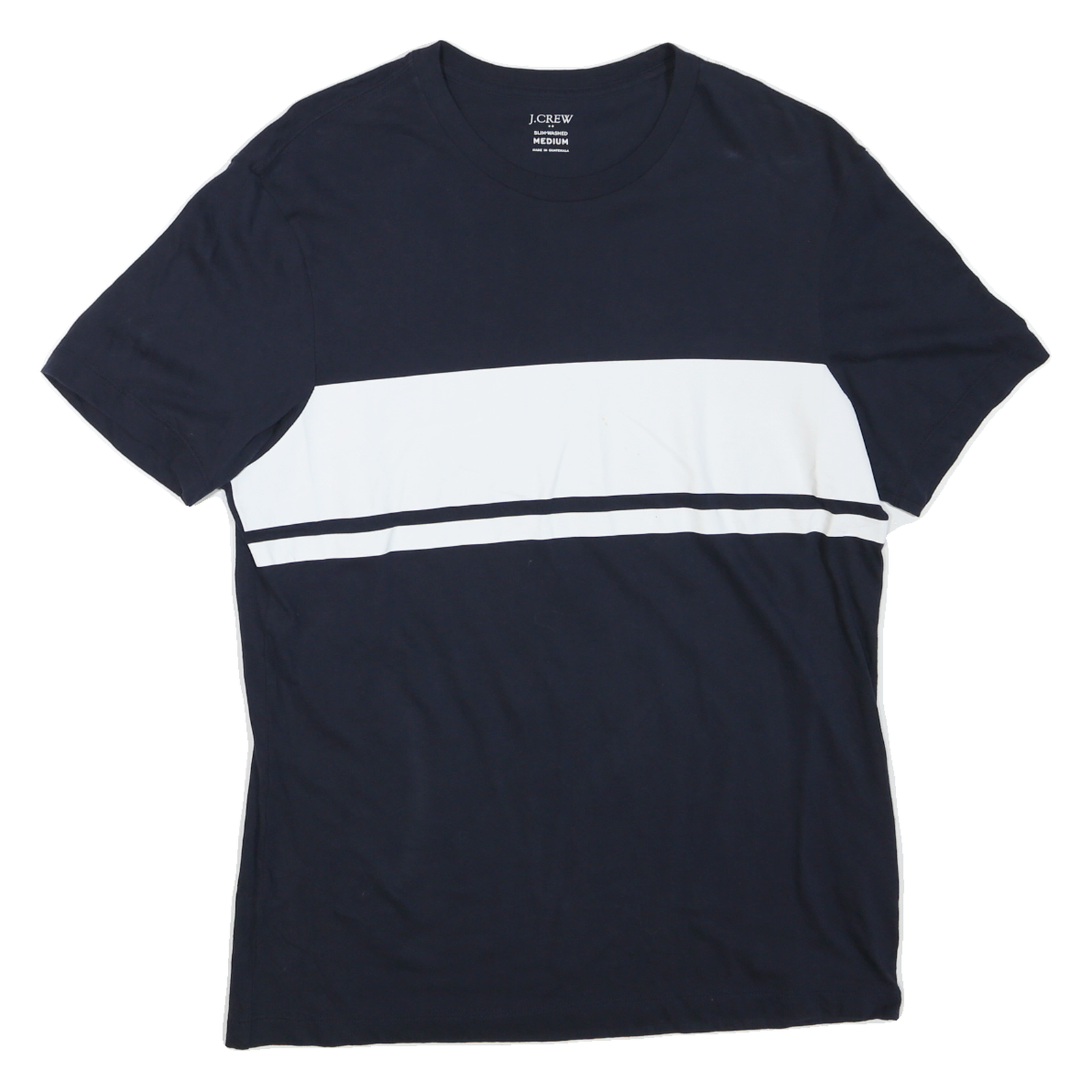 J.CREW Mens Navy Blue & White Graphic Modern T-Shirt M Short Sleeve Crew Neck