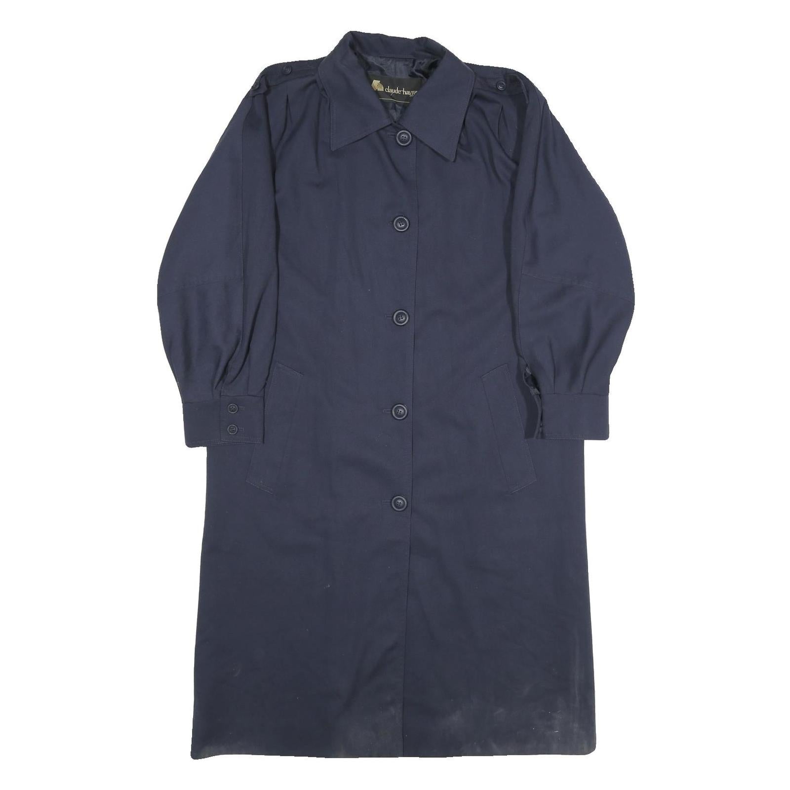 CLAUDE HAVREY Womens Navy Blue Jacket XL Polyester Blend Button Closure Plain