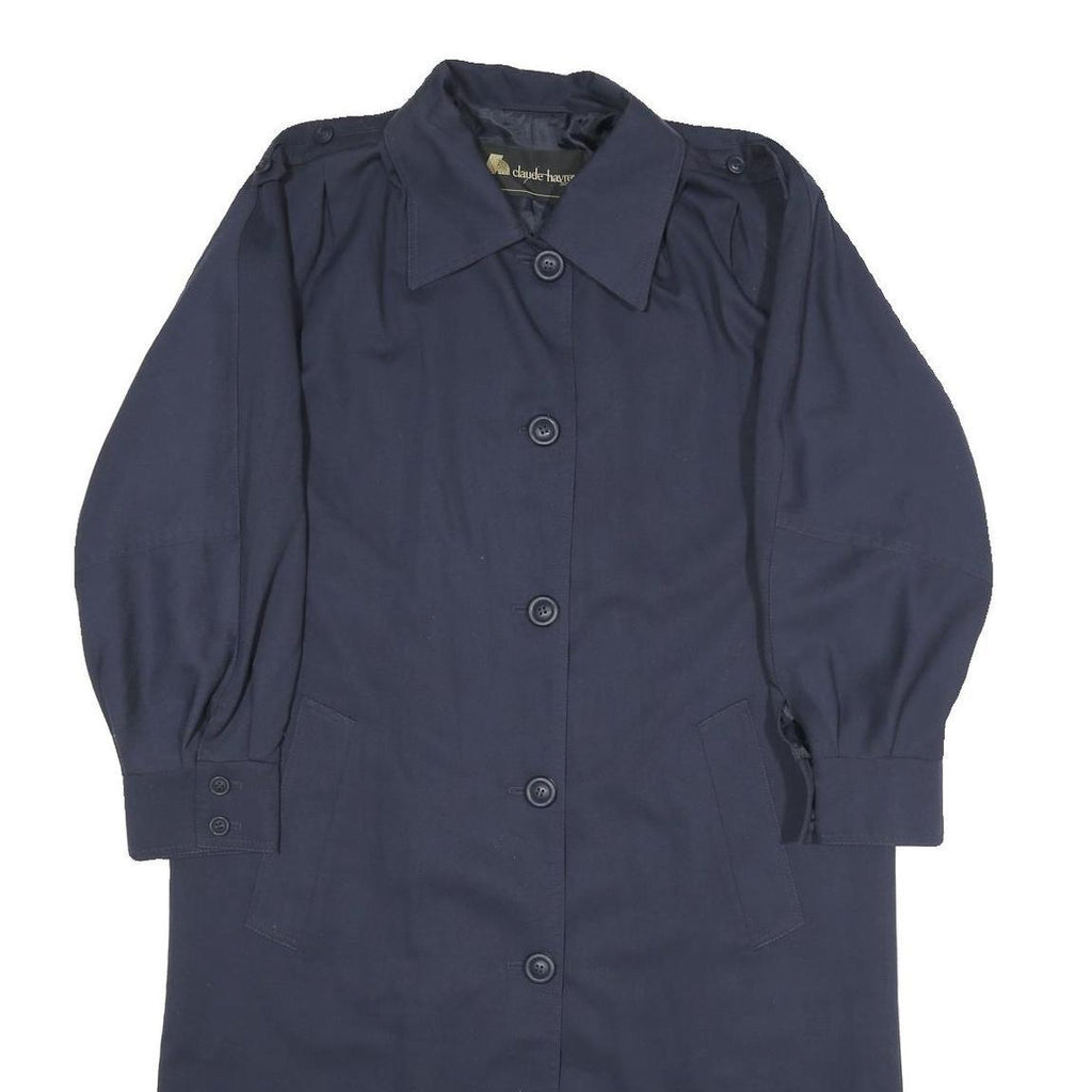 CLAUDE HAVREY Womens Navy Blue Jacket XL Polyester Blend Button Closure Plain