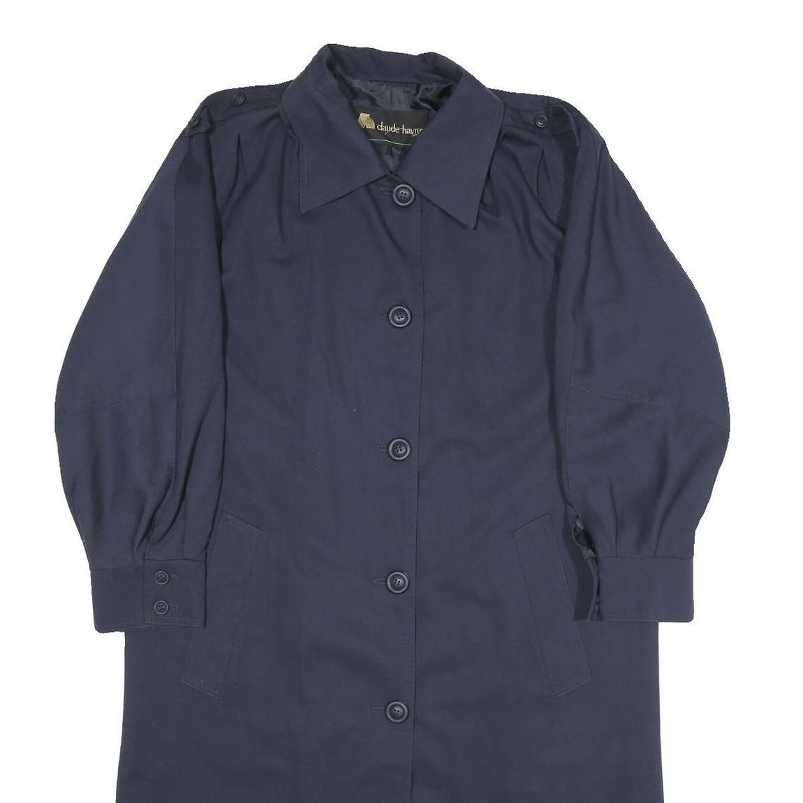 CLAUDE HAVREY Womens Navy Blue Jacket XL Polyester Blend Button Closure Plain