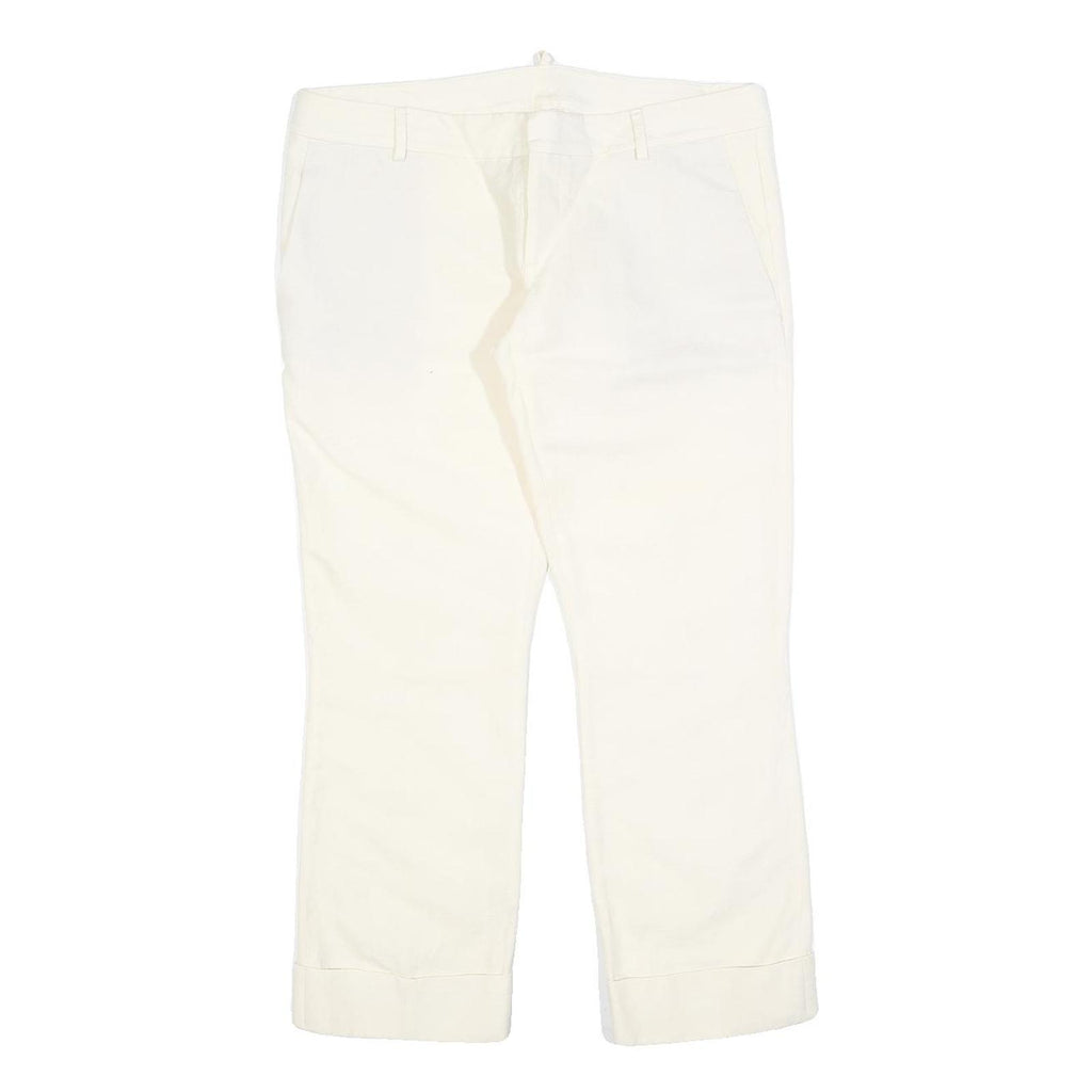 DSQUARED2 Womens Wool Blend White Slim Straight Trousers W34 L27 Elegant Zip