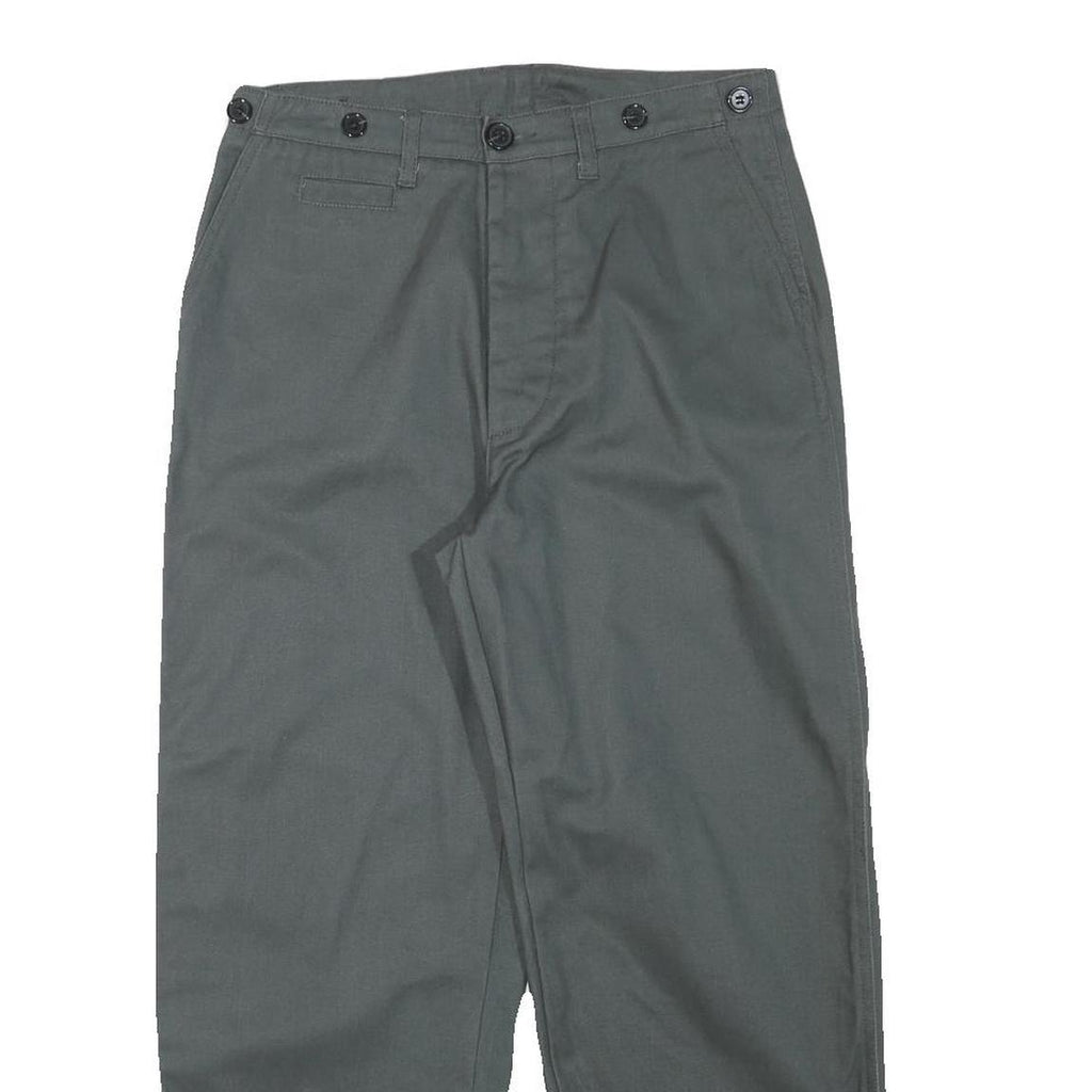 Mens Cotton Blend Relaxed Grey Trousers W29 L26 Button Closure Casual Workwear