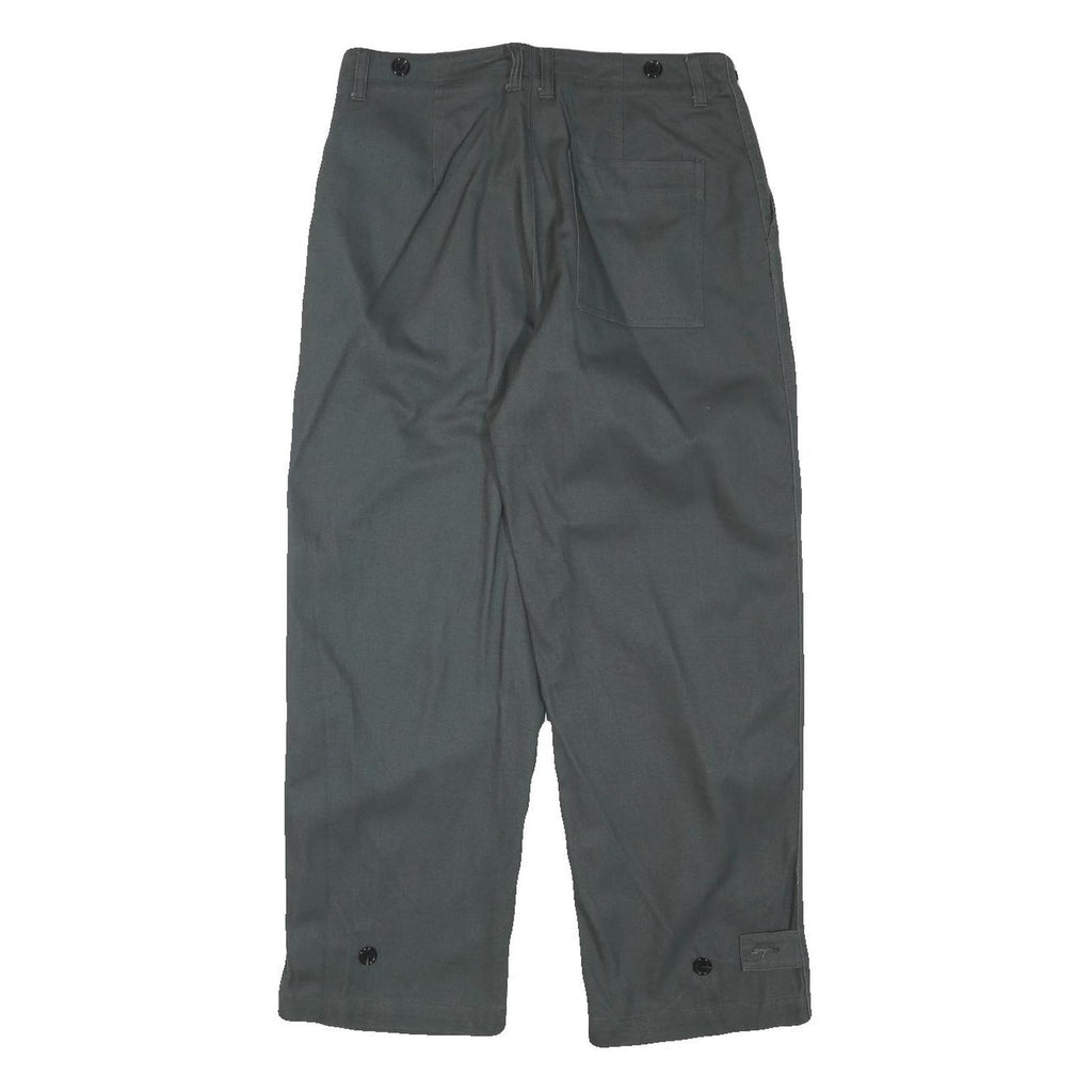 Mens Cotton Blend Relaxed Grey Trousers W29 L26 Button Closure Casual Workwear