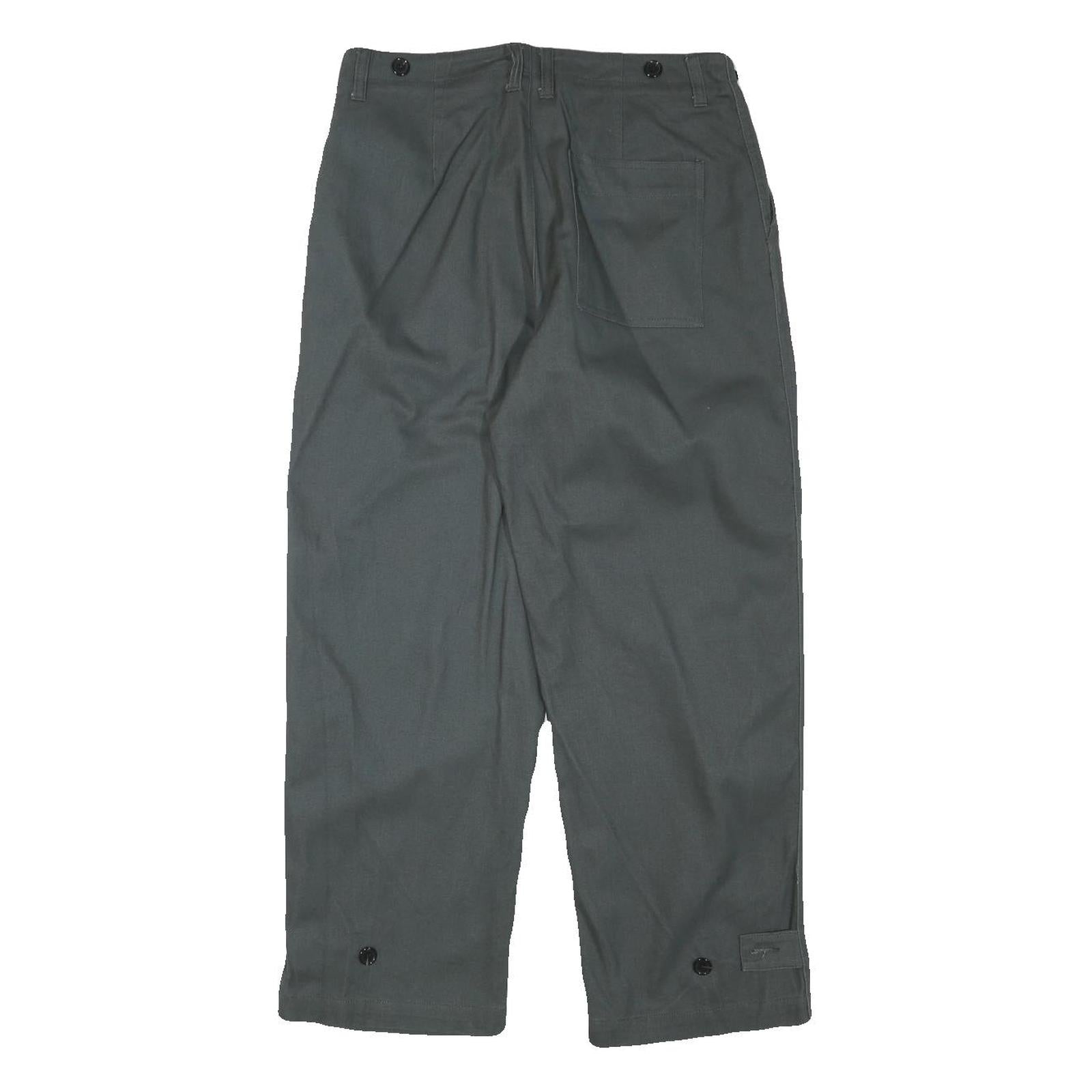 Mens Cotton Blend Relaxed Grey Trousers W29 L26 Button Closure Casual Workwear