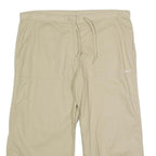 NIK Womens Cotton Blend Beige Relaxed Wide-Leg Trousers W35 L21 Drawstring