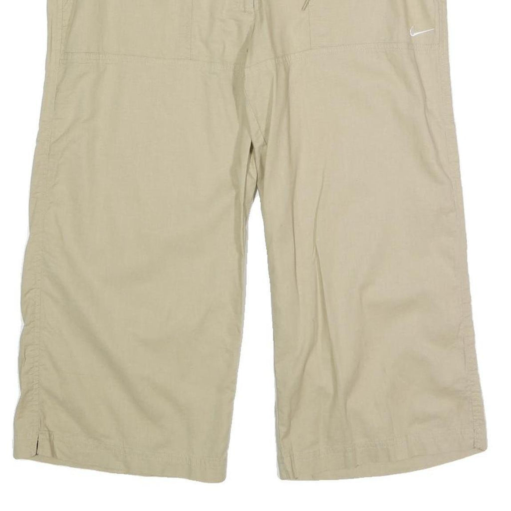 NIK Womens Cotton Blend Beige Relaxed Wide-Leg Trousers W35 L21 Drawstring