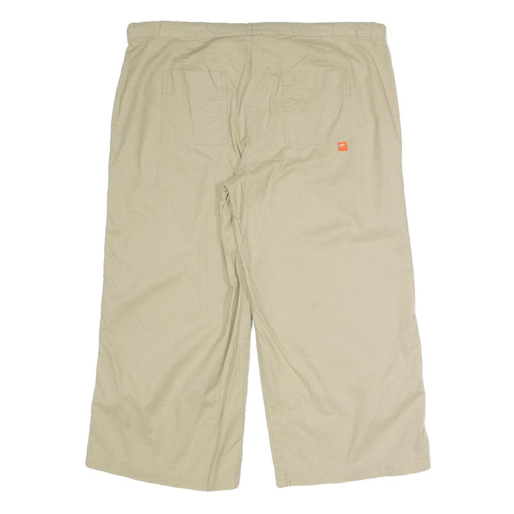 NIK Womens Cotton Blend Beige Relaxed Wide-Leg Trousers W35 L21 Drawstring