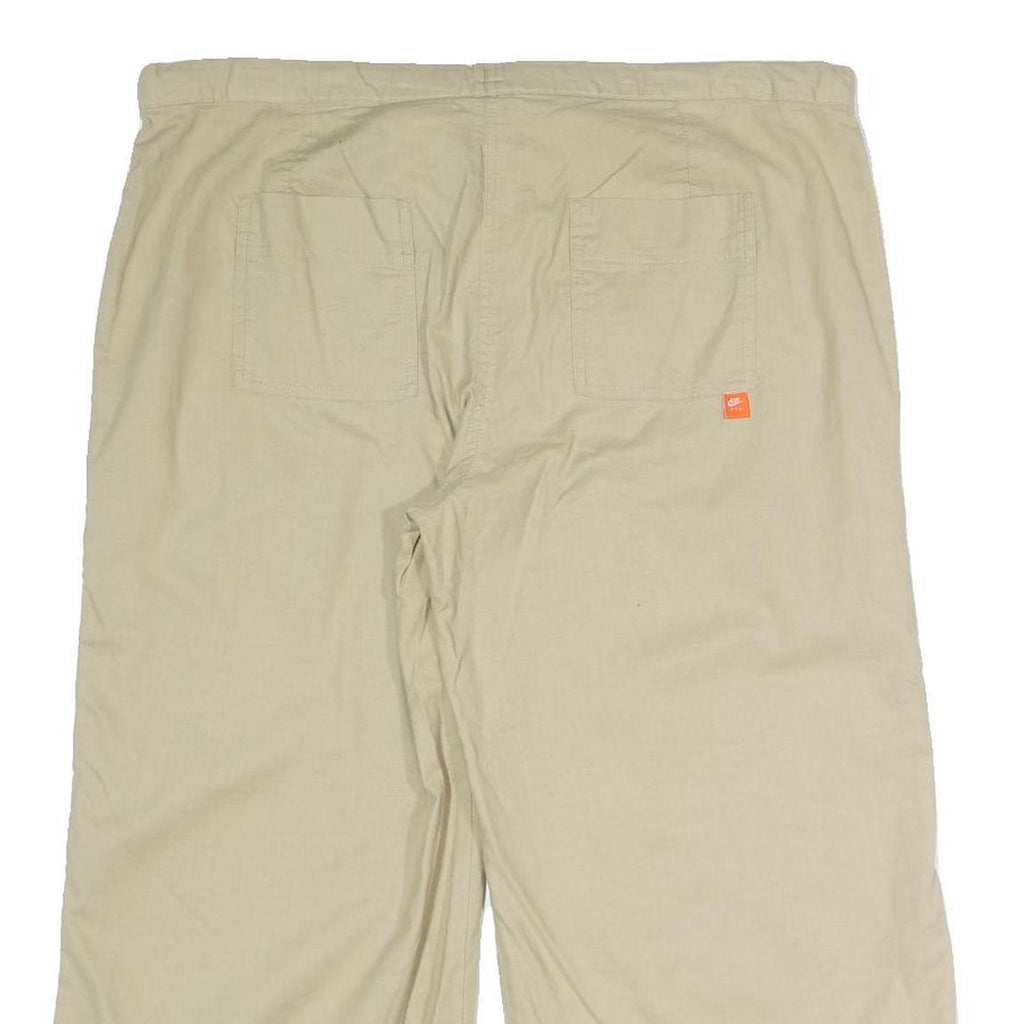 NIK Womens Cotton Blend Beige Relaxed Wide-Leg Trousers W35 L21 Drawstring