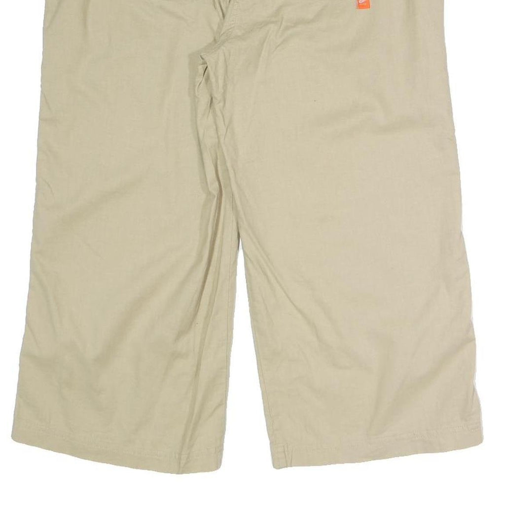 NIK Womens Cotton Blend Beige Relaxed Wide-Leg Trousers W35 L21 Drawstring