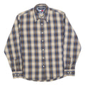 TOMMY JEANS Mens Blue Beige Check Shirt L Long Sleeve Cotton Blend Casual Shirt
