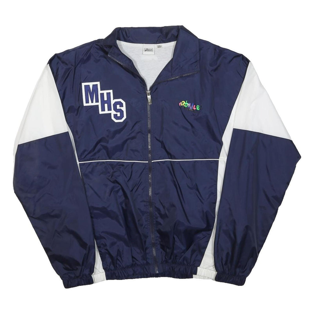 ASICS Womens Navy & White Sports Track Jacket S Polyester Zip Plain Lightweight