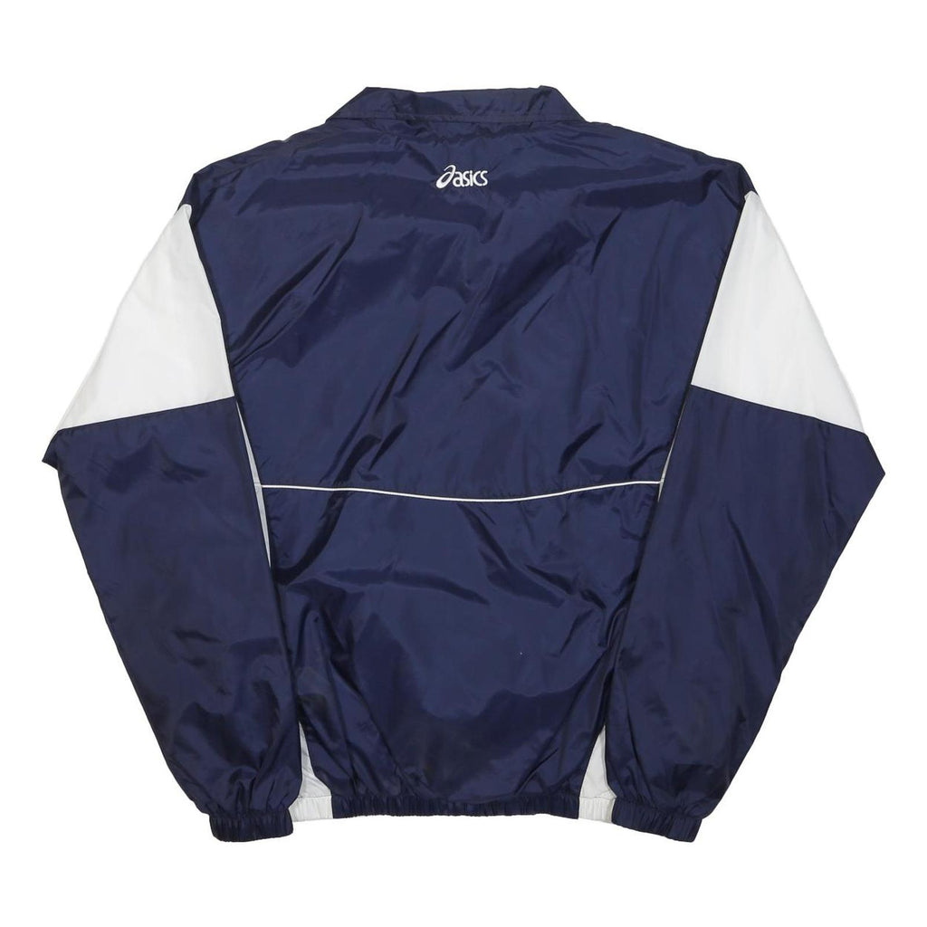 ASICS Womens Navy & White Sports Track Jacket S Polyester Zip Plain Lightweight