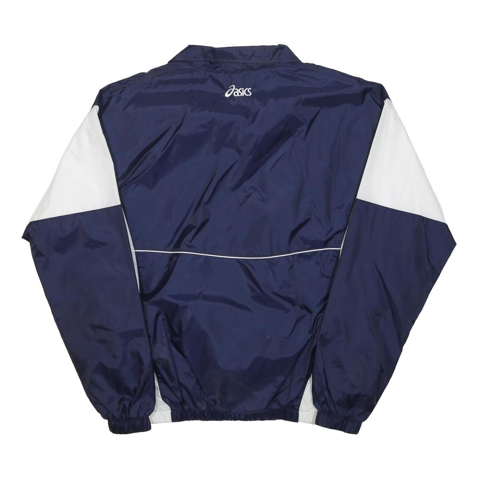 ASICS Womens Navy & White Sports Track Jacket S Polyester Zip Plain Lightweight