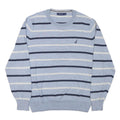 NAUTICA Mens Blue Cream Striped Pattern Jumper Crew Neck Basic Knit L Cotton
