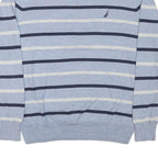 NAUTICA Mens Blue Cream Striped Pattern Jumper Crew Neck Basic Knit L Cotton