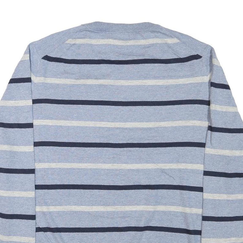 NAUTICA Mens Blue Cream Striped Pattern Jumper Crew Neck Basic Knit L Cotton