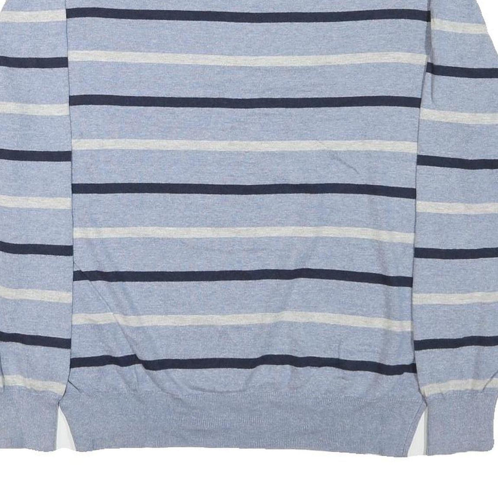 NAUTICA Mens Blue Cream Striped Pattern Jumper Crew Neck Basic Knit L Cotton
