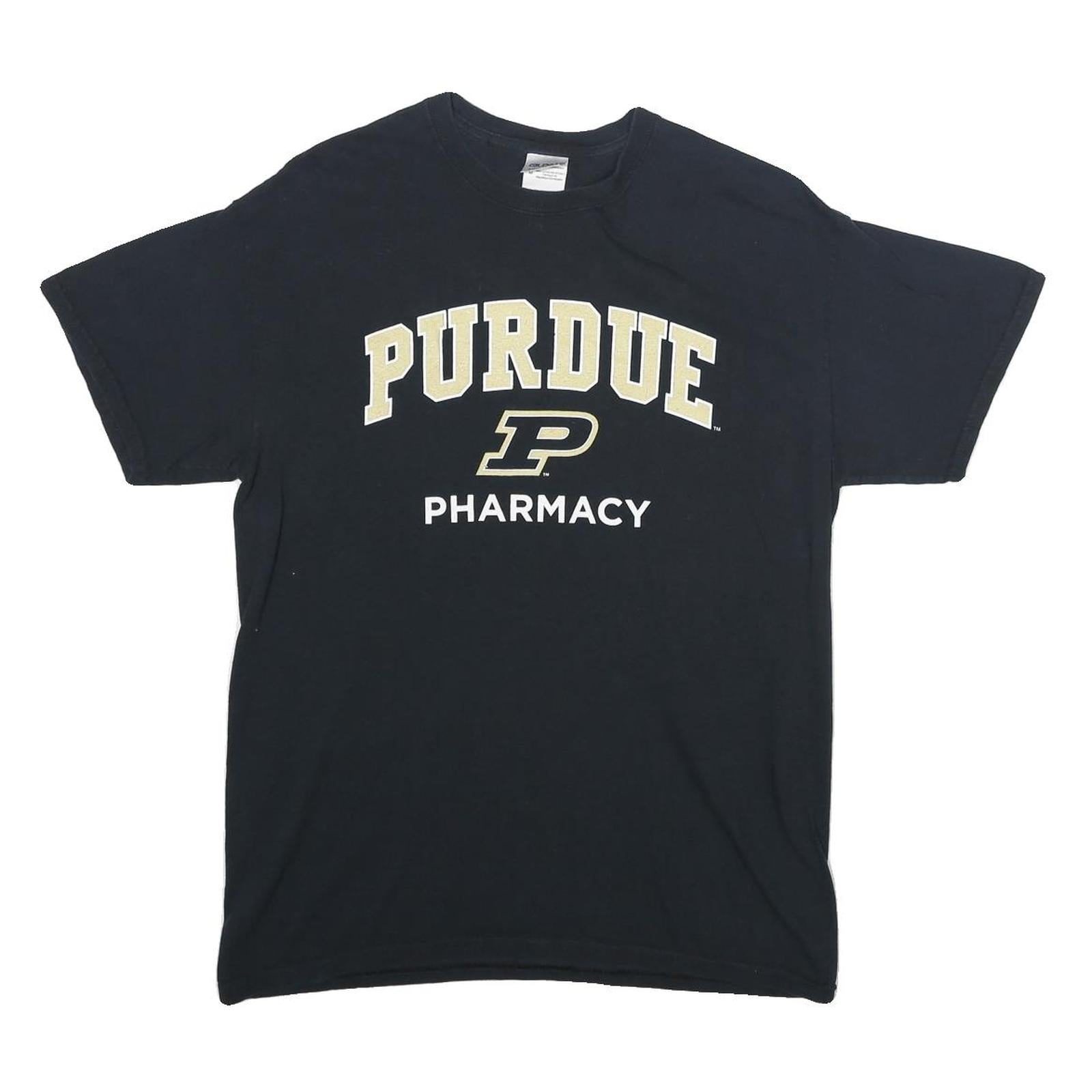 GILDAN Mens Black Purdue Pharmacy Graphic T-Shirt M Short Sleeve Crew Neck